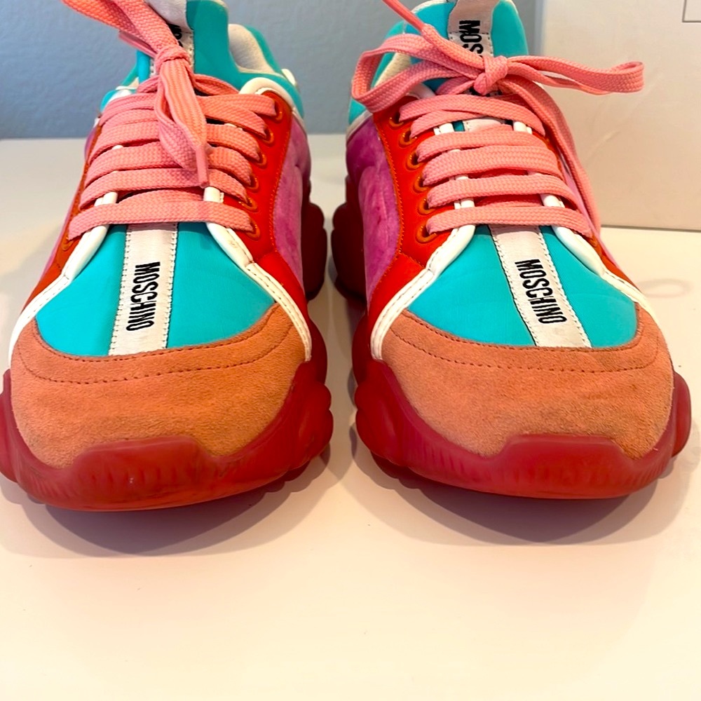 Moschino “Teddy” Mixed Media Low Top Sneakers - Picture 6 of 12